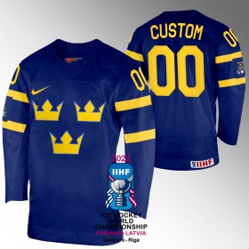 Miehille Ruotsi Pelipaita Custom IIHF World Championship 2023 Navy